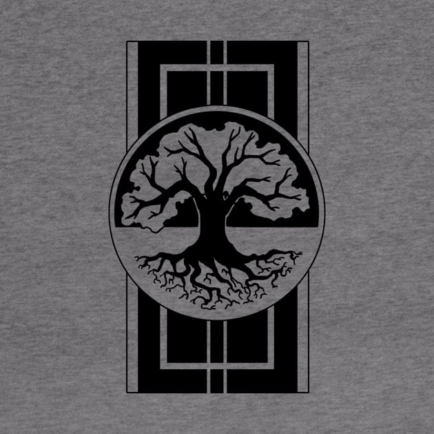 Tree and Roots - Original Logo Banner Sigil - Dark Design for Light Shirts by Indi Martin